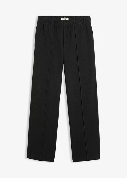 Pantalon doux en jersey c&ocirc;tel&eacute;, taille &eacute;lastiqu&eacute;e