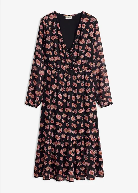 Robe midi en mousseline imprim&eacute;e