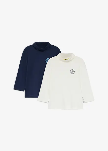 Lot de 2 T-shirts col roul&eacute; en coton doux