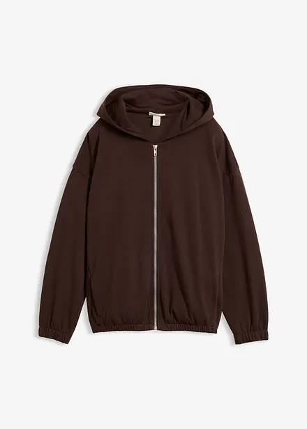 Sweat zipp&eacute; &agrave; capuche, coton majoritaire