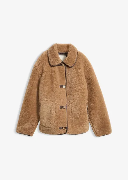 Veste en sherpa avec pattes de boutonnage d&eacute;coratives