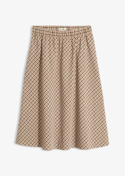 Jupe midi &agrave; carreaux