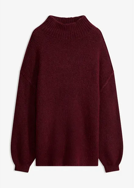 Grobstrick-Pullover mit hohem Kragen