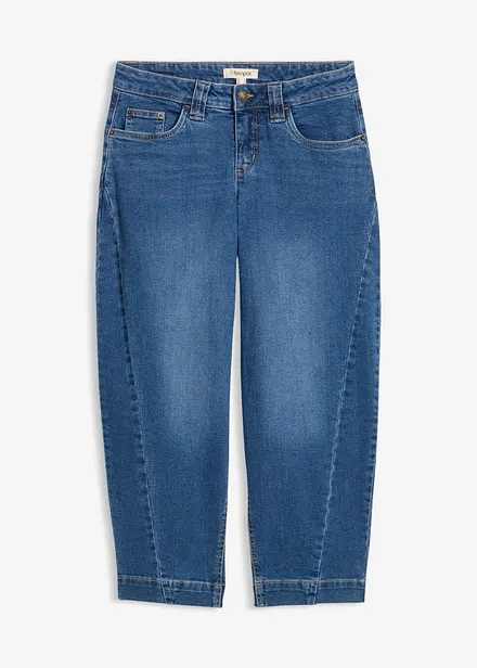Jean barrel taille mi-haute, cropped