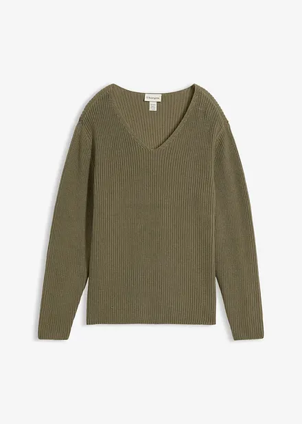 Rippstrickpullover aus reiner Bio-Baumwolle