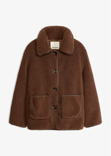 Veste en sherpa avec poches plaqu&eacute;es