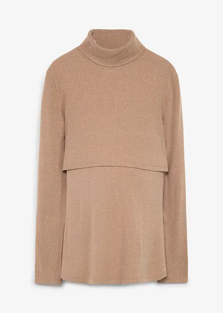Pull douillet &agrave; col roul&eacute; pour la grossesse et l&rsquo;allaitement