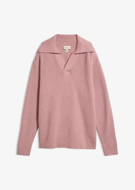 Grobstrick-Pullover im Polo-Stil