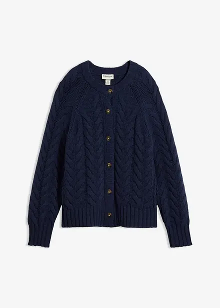 Gilet en maille de m&eacute;rinos &agrave; motif torsad&eacute;