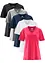 Lot de 5 T-shirts longs amples à col en V, manches courtes, bonprix