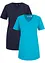 Lot de 2 T-shirts longs basiques col V et manches courtes, bonprix