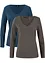 Langarmshirt mit V-Ausschnitt (2er Pack), bonprix