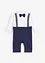 Jersey-Overall im klassischen Anzuglook mit Fliege aus reiner Baumwolle, bonprix
