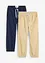 Lot de 2 pantalons taille extensible, 100% coton, bonprix