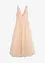 Robe longue en tulle délicat ornée de fleurs appliquées, bonprix