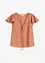 Bluse mit Volantärmeln in Glanzoptik, bonprix