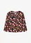 Chiffon-Bluse mit Blumendruck und Raffung am Saum, bonprix