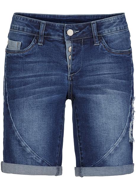 Trendy Jeans-Shorts mit Destroy-Effekten - blau denim