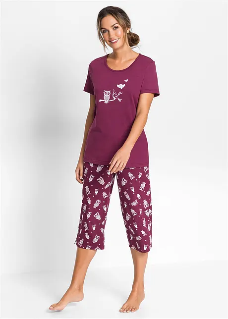 Capri Pyjama mit kurzen Ärmeln, bonprix