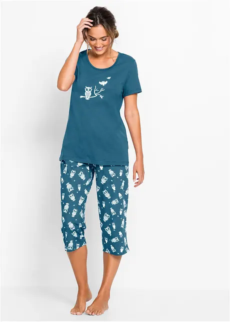 Capri Pyjama mit kurzen Ärmeln, bonprix