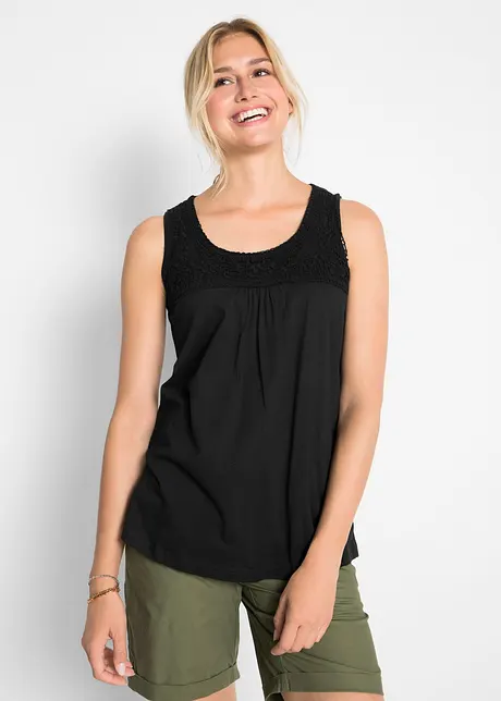 Baumwoll Longtop mit Spitze, bonprix