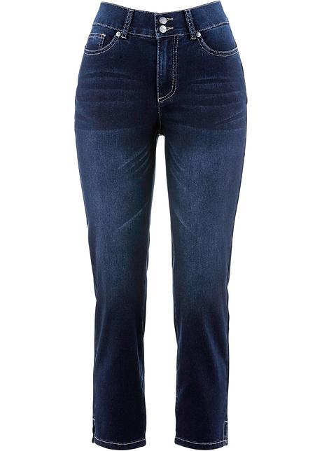 Figurformende Stretchjeans Mit Push Up Effekt Und Seitlichem Schlitz Dark Denim