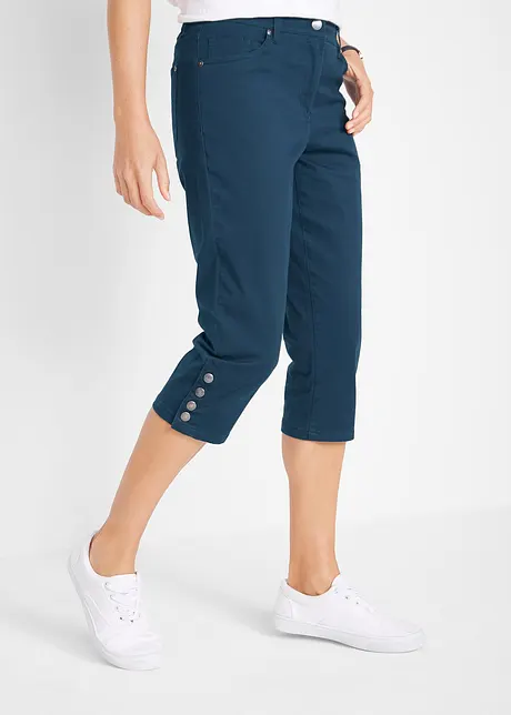 Baumwoll-Capri-Hose mit Bequembund und Knöpfen, bonprix