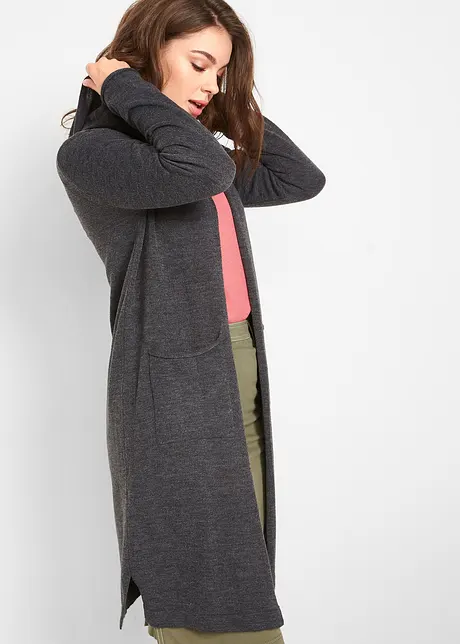 Longstrickjacke mit Kapuze, bonprix