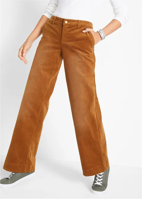 Pantalon large en velours côtelé extensible, bonprix