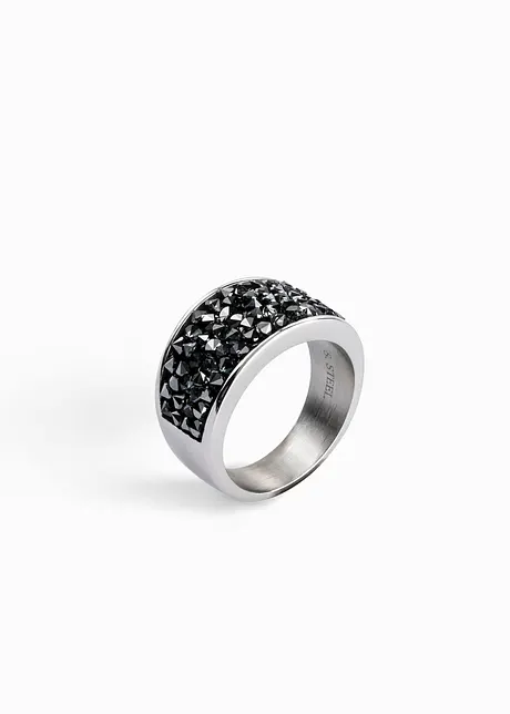 Bague en acier inoxydable avec cristaux, bonprix