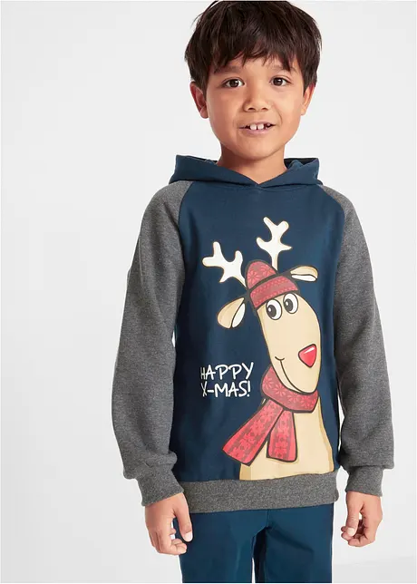 Jungen Kapuzensweatshirt mit Weihnachtsmotiv, bonprix