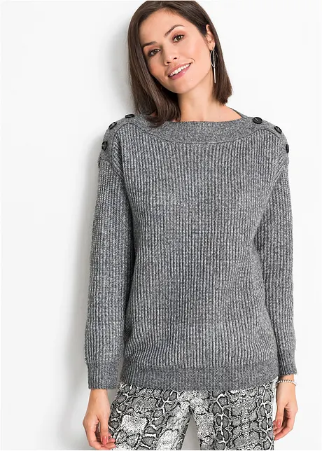 Pull oversize à boutons, bonprix