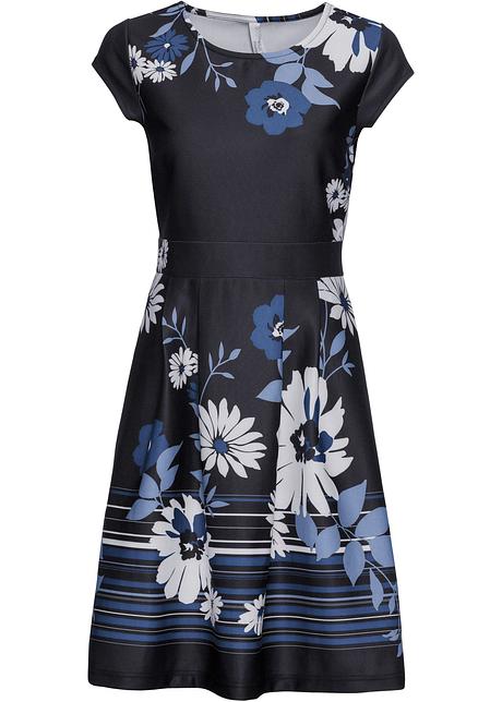 Etuikleid Mit Blumenprint Schwarz Blau Weiss Floral Bodyflirt Boutique Bonprix Ch