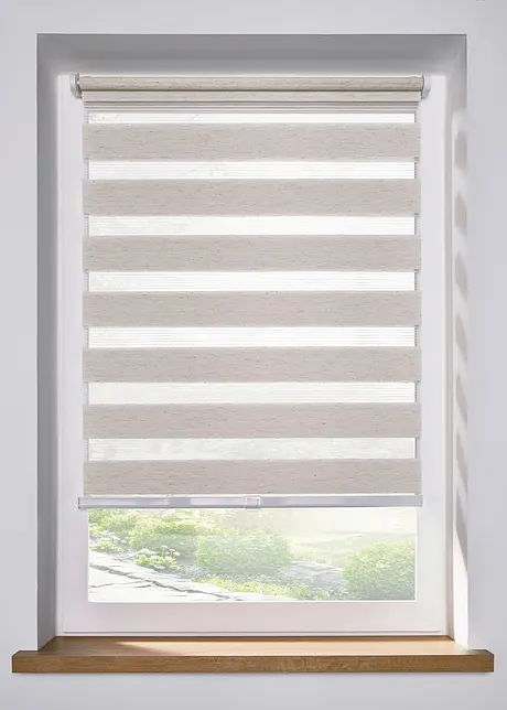Schnurloses Doppelrollo in Leinen-Optik, bonprix