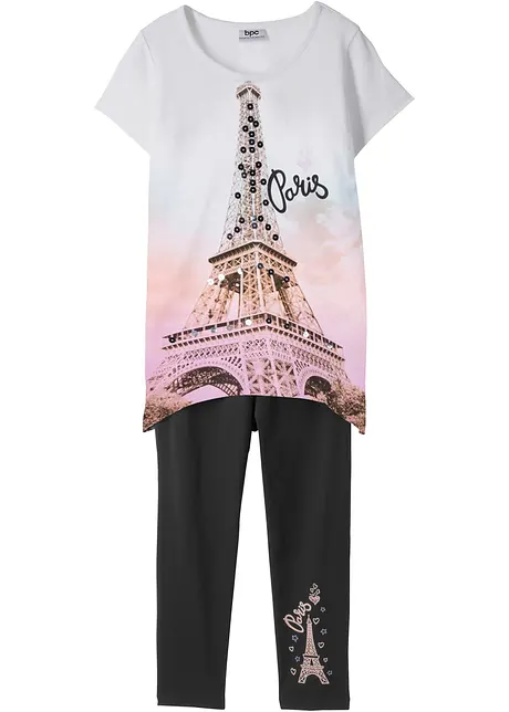 T-shirt + legging 3/4 (ens. 2 pces) fille avec coton, bonprix