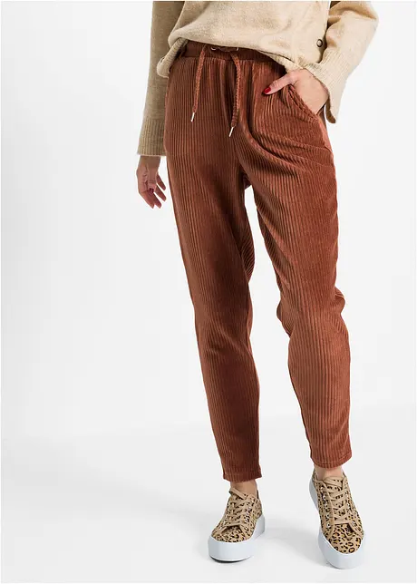 Pantalon en velours côtelé à taille élastiquée, bonprix
