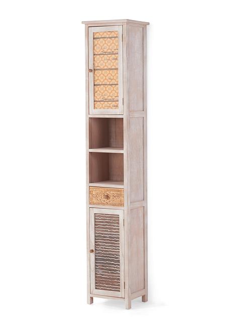 Badezimmer Schrank stehend in trendiger Optik. - natur/braun