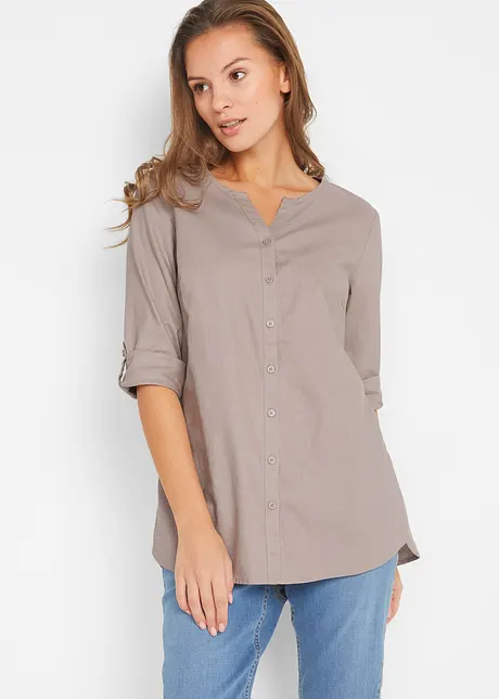 Bluse mit Leinen, 3/4 Arm, bonprix