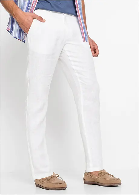 Pantalon chino en lin avec taille confortable Regular Fit, Straight, bonprix