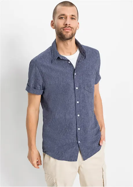 Chemise manches courtes en lin mélangé, bonprix