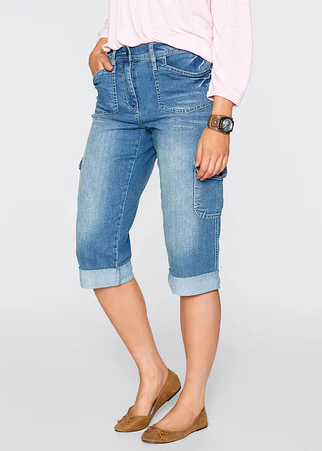 Cargo Jeans, Mid Waist, Stretch, bonprix