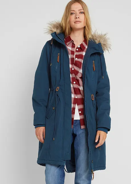 Winterparka mit Fellimitat-Kapuze, bonprix