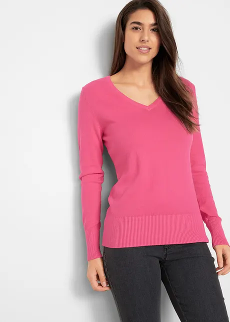 Feinstrick-Pullover mit V-Ausschnitt, bonprix