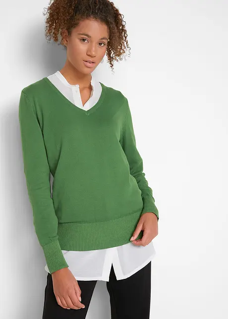 Feinstrick-Pullover mit V-Ausschnitt, bonprix