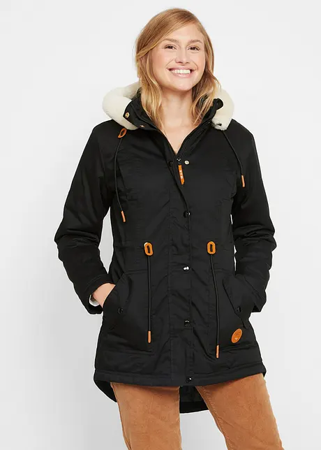 Wattierter Parka mit Fellimitat-Besatz, bonprix