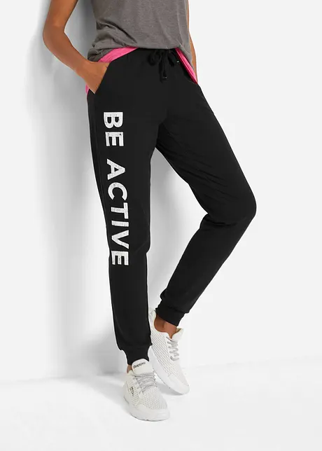 Pantalon de jogging en coton avec imprimé, Loose Fit, bonprix