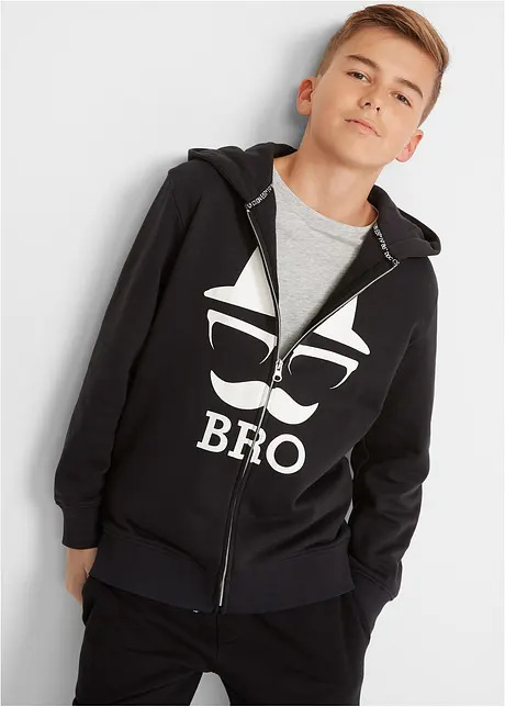 Jungen Kapuzensweatshirt mit coolem Druck aus Bio-Baumwolle, bonprix