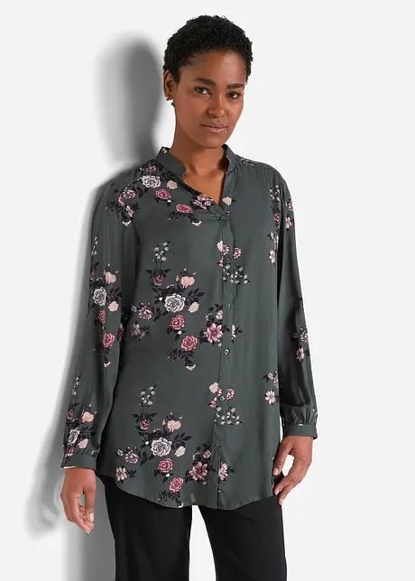 Longbluse, langarm, weit geschnitten, bonprix