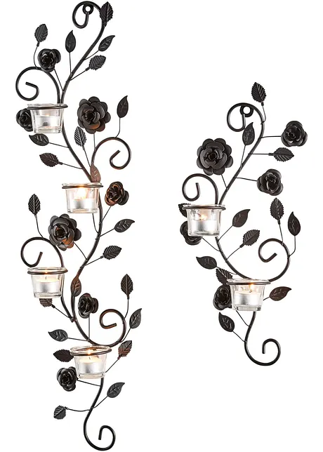 Wandkerzenhalter mit Rosenranke (2-tlg.Set), bpc living bonprix collection