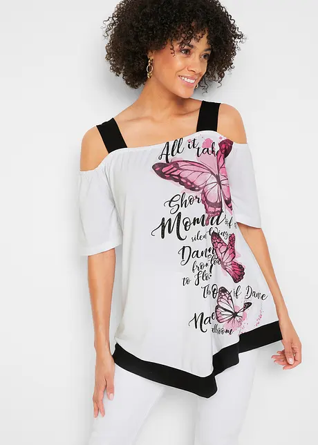 Cold-Shoulder-Shirt mit Druck, bonprix